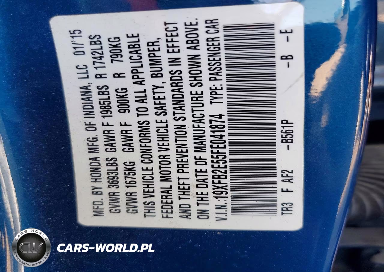 2015 Honda Civic Lx VIN:19XFB2E55FE041874 - 12