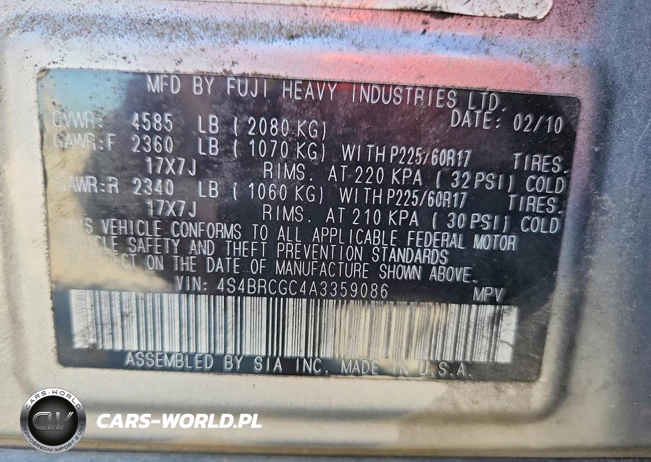 2010 Subaru Outback 2.5I Premium VIN:4S4BRCGC4A3359086 - 14