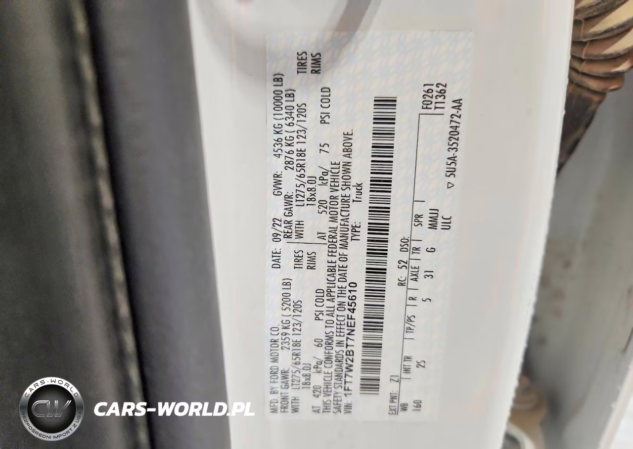 2022 Ford F250 Super Duty VIN:1FT7W2BT7NEF45610 - 13