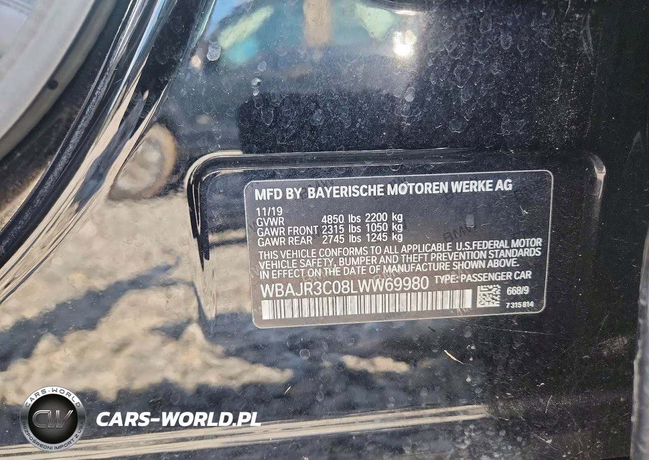 2020 BMW 530 I VIN:WBAJR3C08LWW69980 - 12