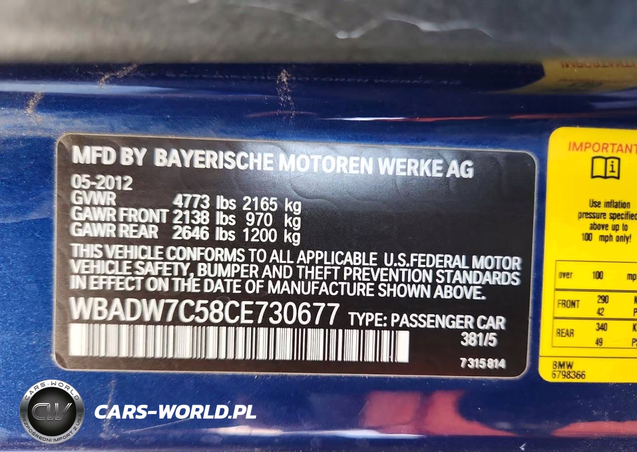 2012 BMW 328 I Sulev VIN:WBADW7C58CE730677 - 12