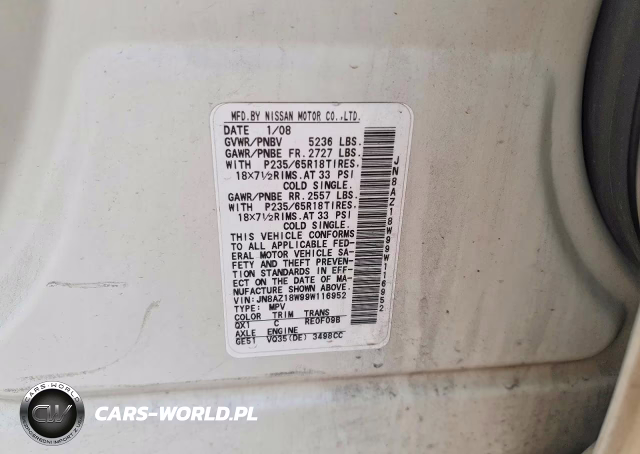 2009 Nissan Murano S VIN:JN8AZ18W99W116952 - 12