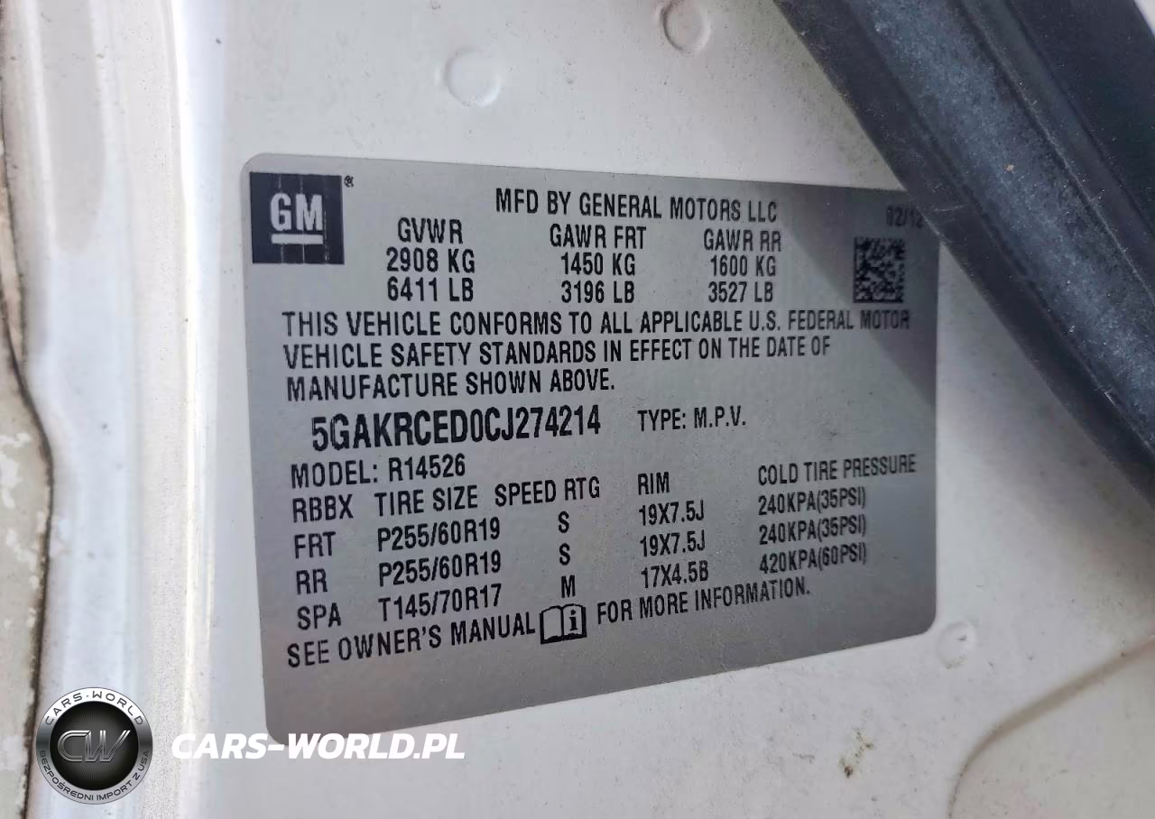 2012 Buick Enclave VIN:5GAKRCED0CJ274214 - 14