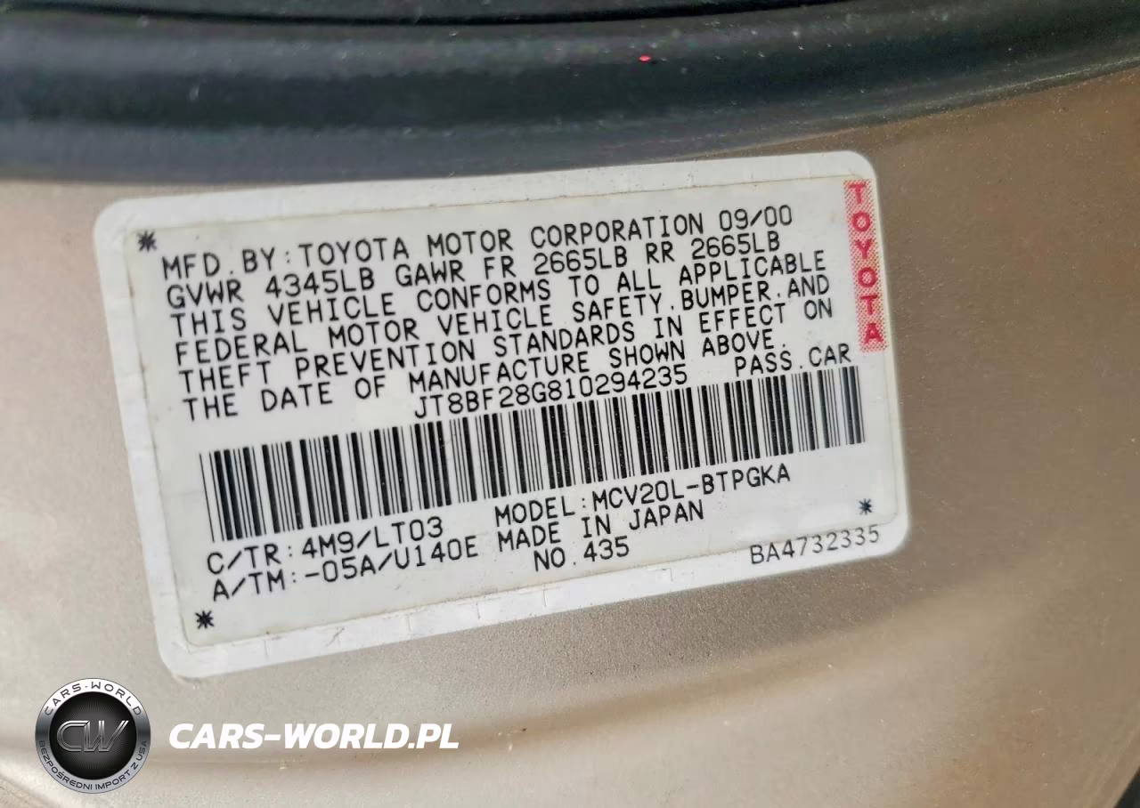 2001 Lexus Es 300 VIN:JT8BF28G810294235 - 12