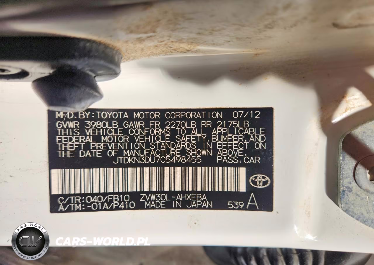 2012 Toyota Prius Two VIN:JTDKN3DU7C5498455 - 12