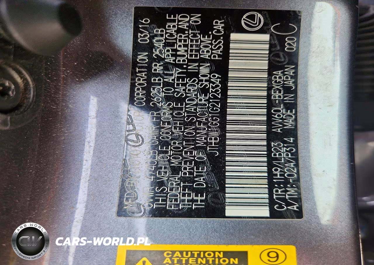 2016 Lexus Es 300H VIN:JTHBW1GG1G2123349 - 12
