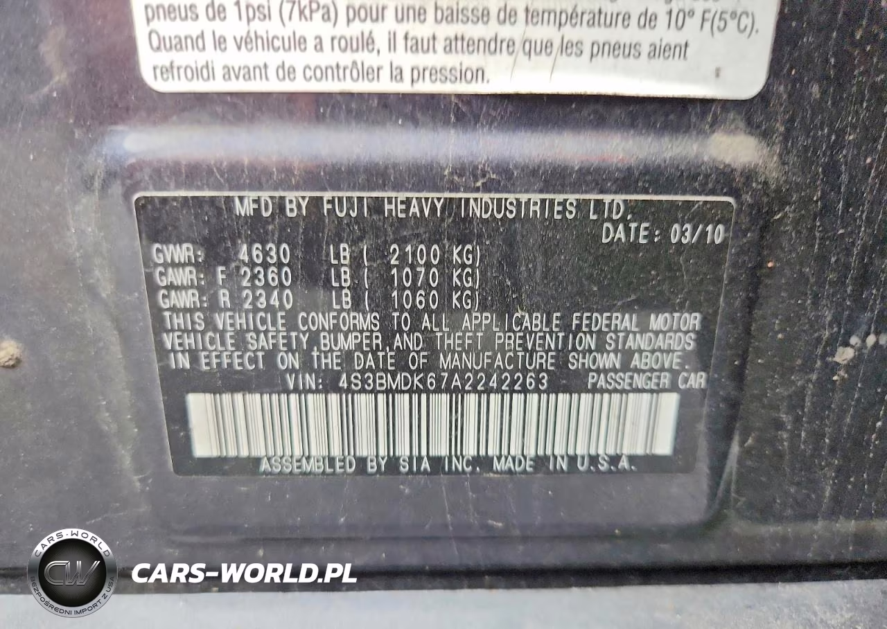 2010 Subaru Legacy 3.6R Limited VIN:4S3BMDK67A2242263 - 12