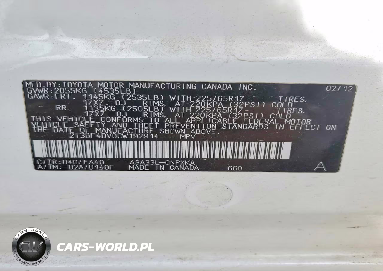 2012 Toyota Rav4 Base VIN:2T3BF4DV0CW192914 - 14