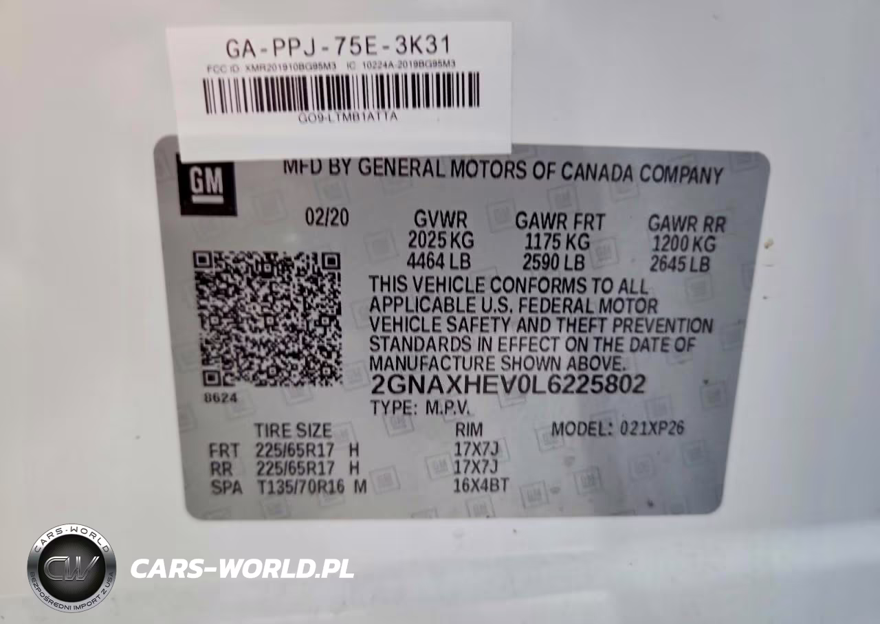 2020 Chevrolet Equinox Ls VIN:2GNAXHEV0L6225802 - 13