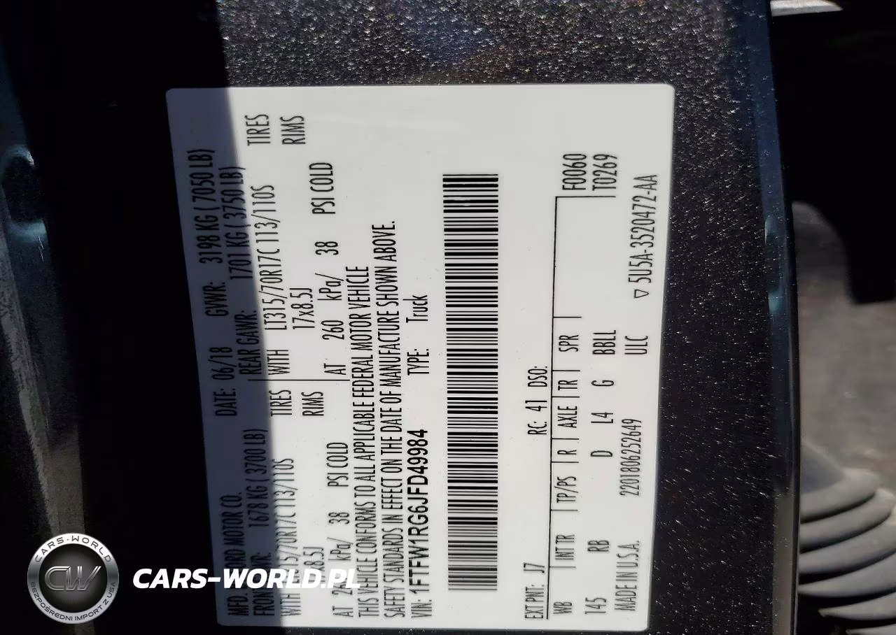 2018 Ford F150 Raptor VIN:1FTFW1RG6JFD49984 - 13