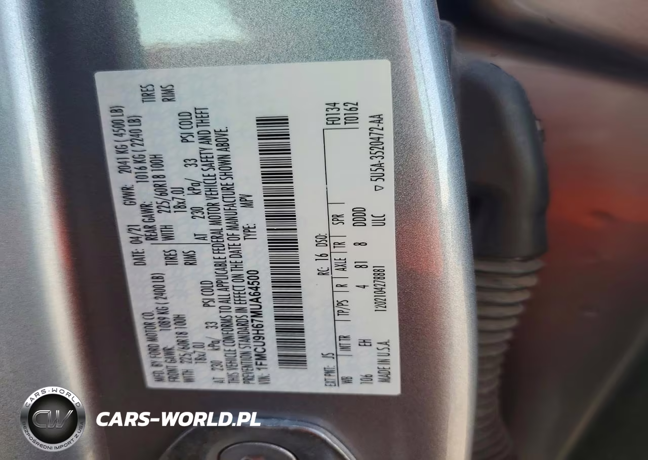 2021 Ford Escape Sel VIN:1FMCU9H67MUA64500 - 13