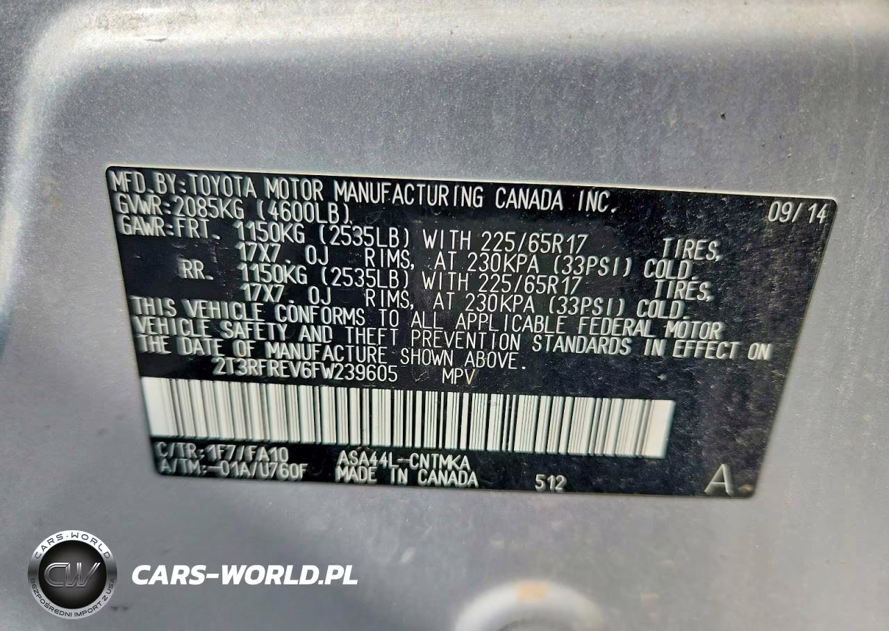 2015 Toyota Rav4 Xle VIN:2T3RFREV6FW239605 - 14