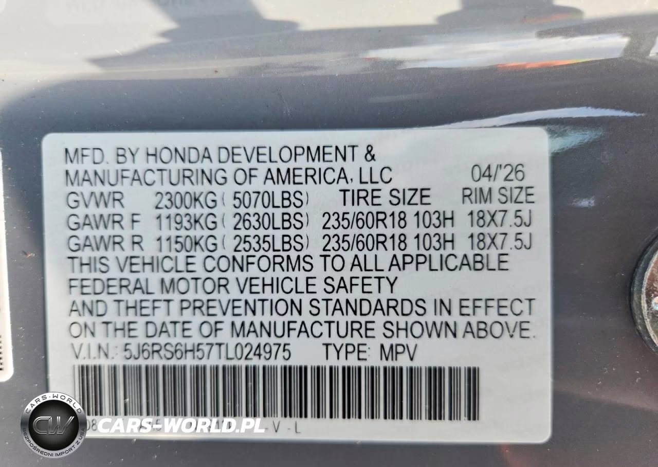 2026 Honda Cr-V Sport VIN:5J6RS6H57TL024975 - 13