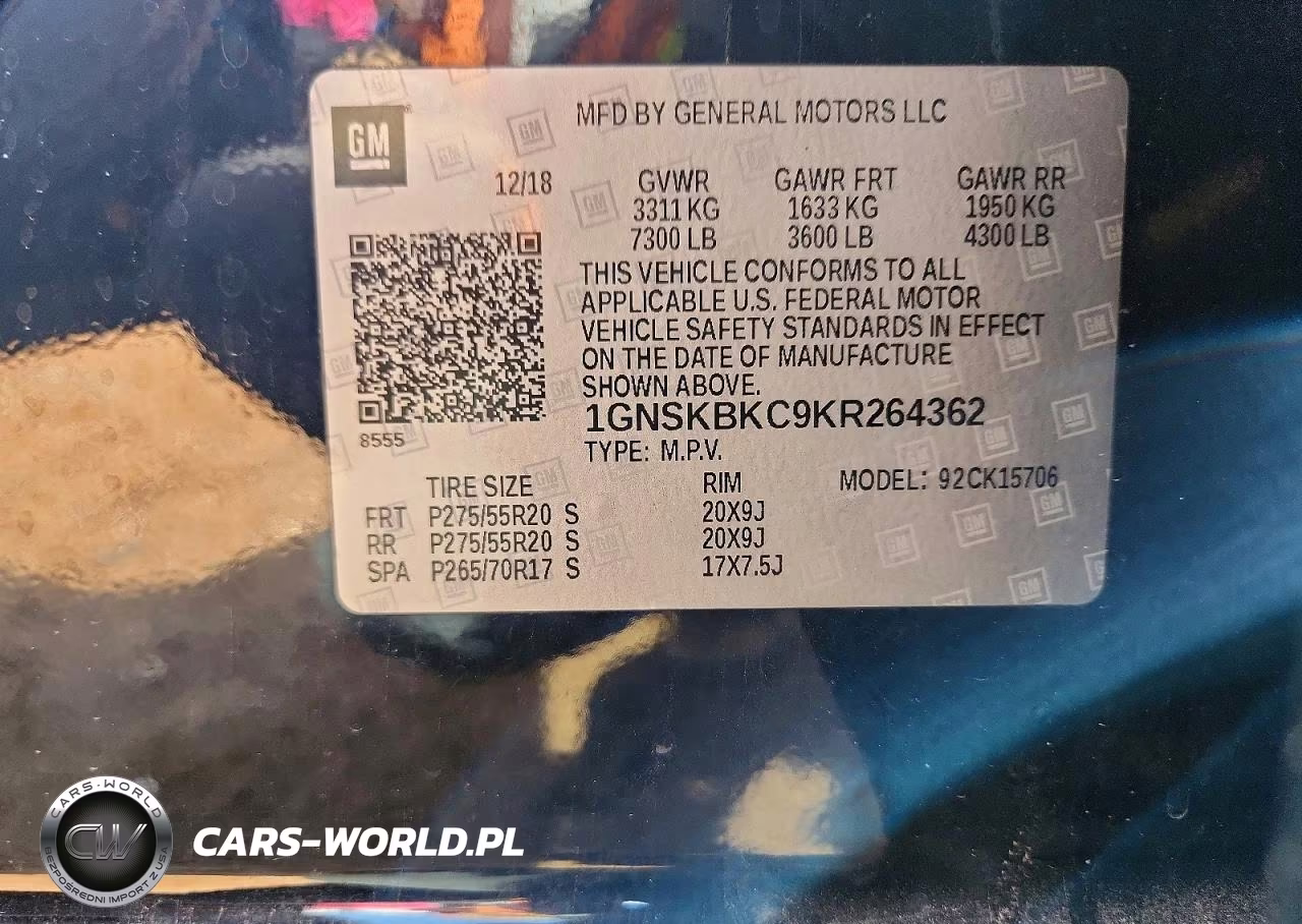 2019 Chevrolet Tahoe K1500 Lt VIN:1GNSKBKC9KR264362 - 13