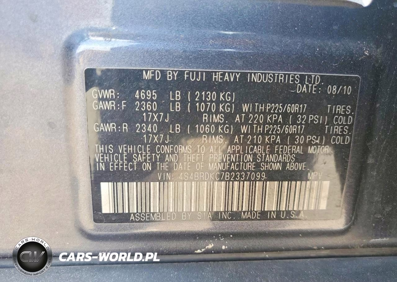 2011 Subaru Outback 3.6R Limited VIN:4S4BRDKC7B2337099 - 12