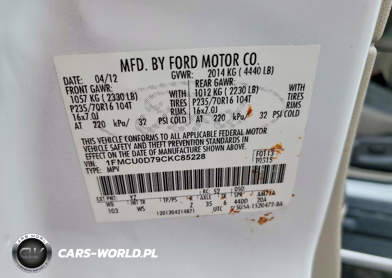 2012 Ford Escape Xlt VIN:1FMCU0D79CKC85228 - 13