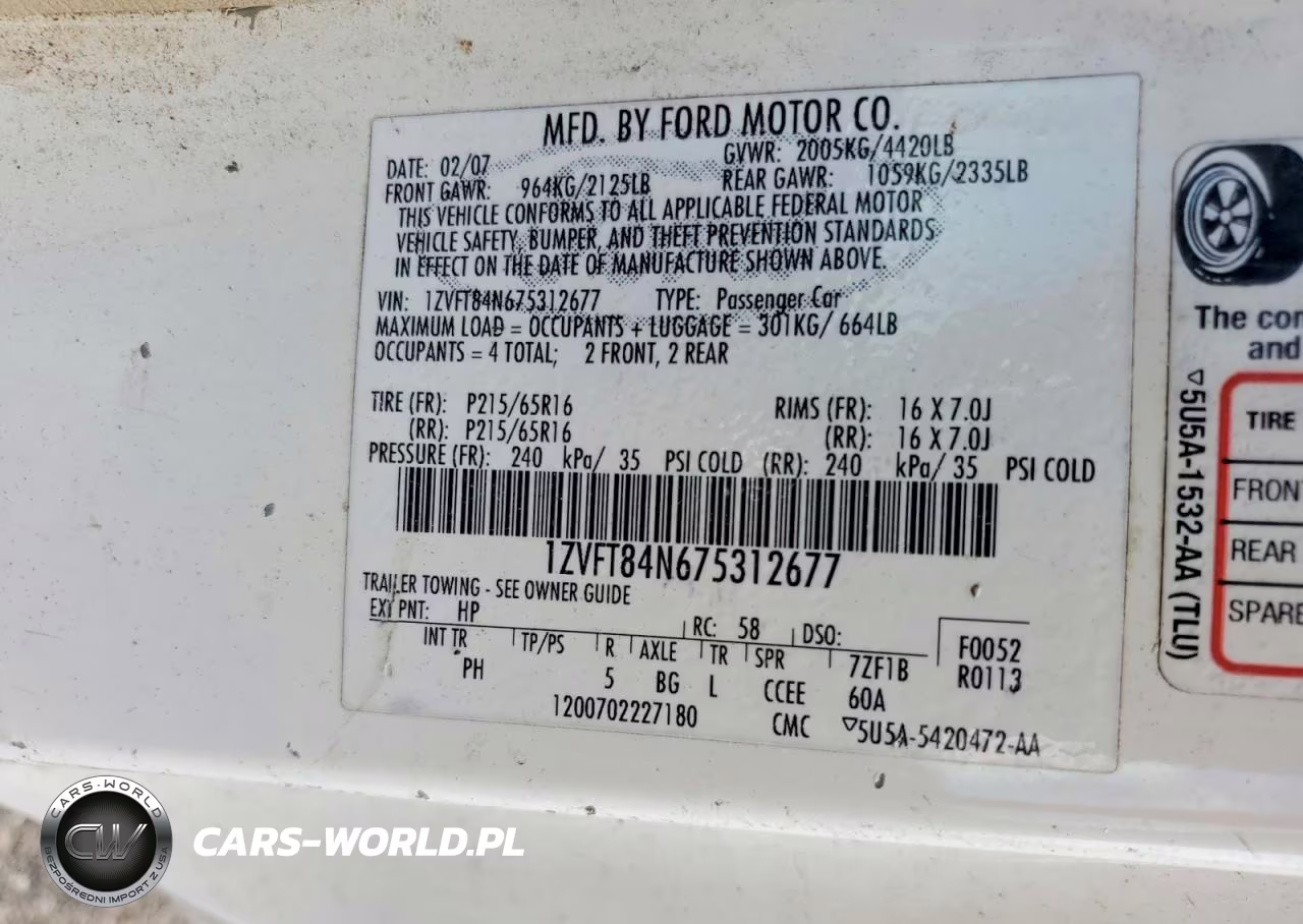 2007 Ford Mustang VIN:1ZVFT84N675312677 - 12