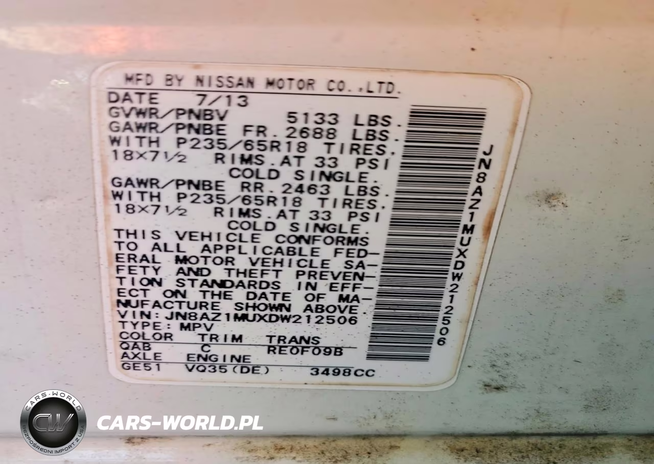 2013 Nissan Murano S VIN:JN8AZ1MUXDW212506 - 12