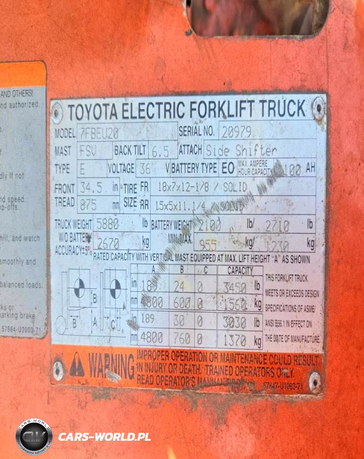 2012 Toyota 7Fbeu20 Forklift VIN:00000000000020979 - 10