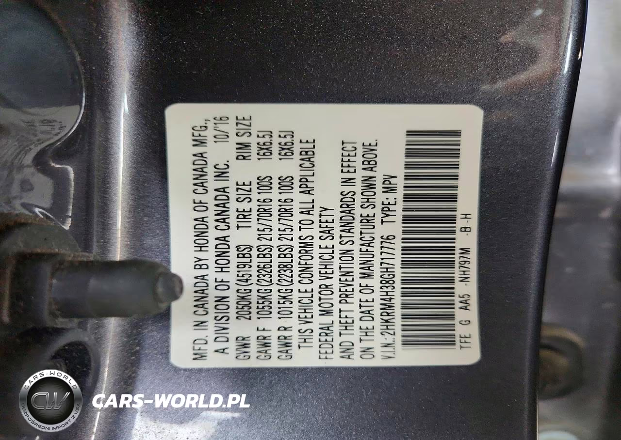 2016 Honda Cr-V Lx VIN:2HKRM4H38GH717776 - 13