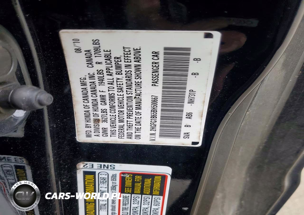 2011 Honda Civic Lx VIN:2HGFG1B65BH500667 - 12