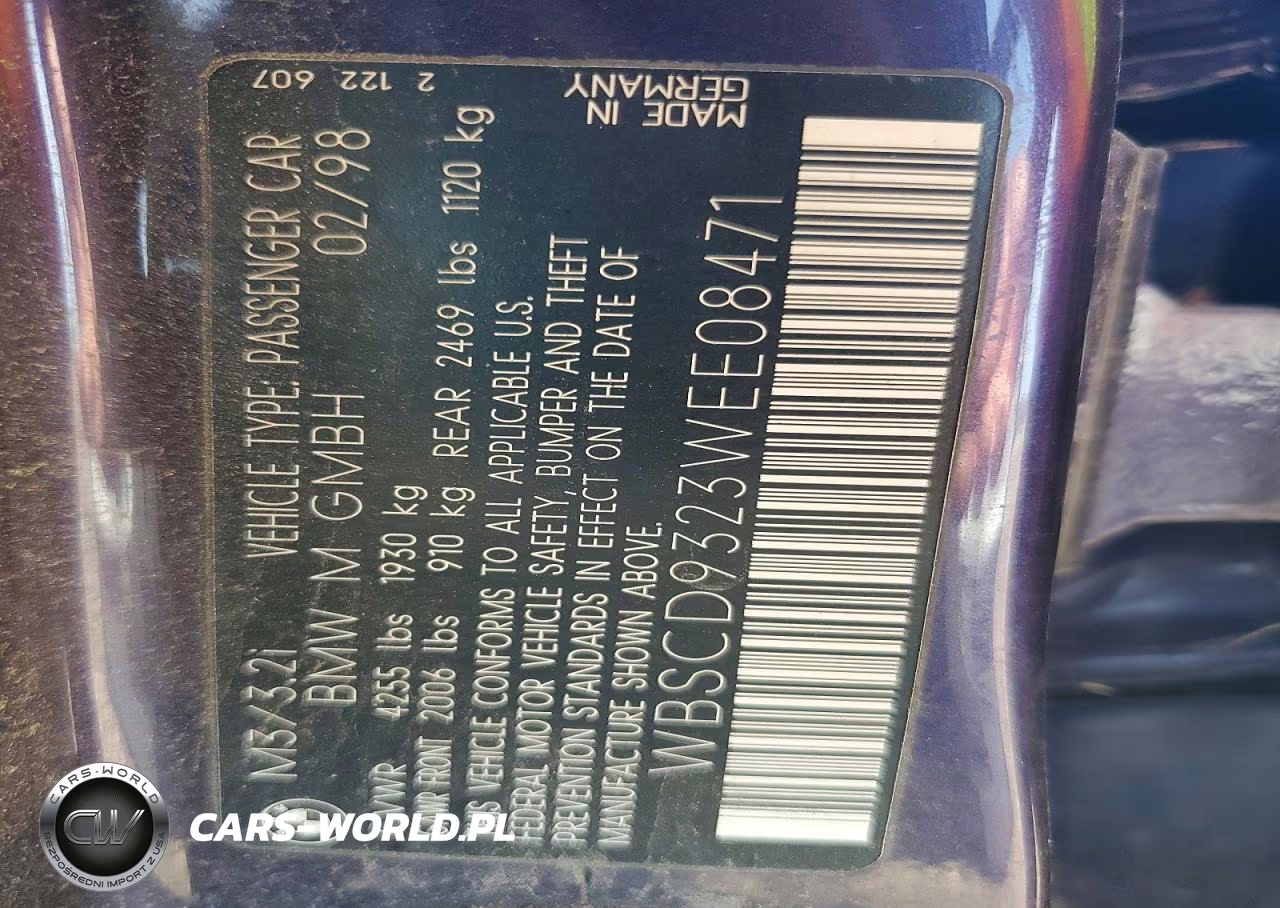 1998 BMW M3 VIN:WBSCD9323WEE08471 - 12