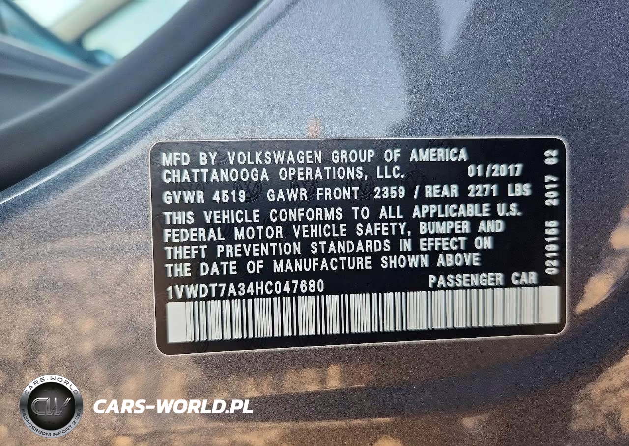 2017 Volkswagen Passat R-Line VIN:1VWDT7A34HC047680 - 12