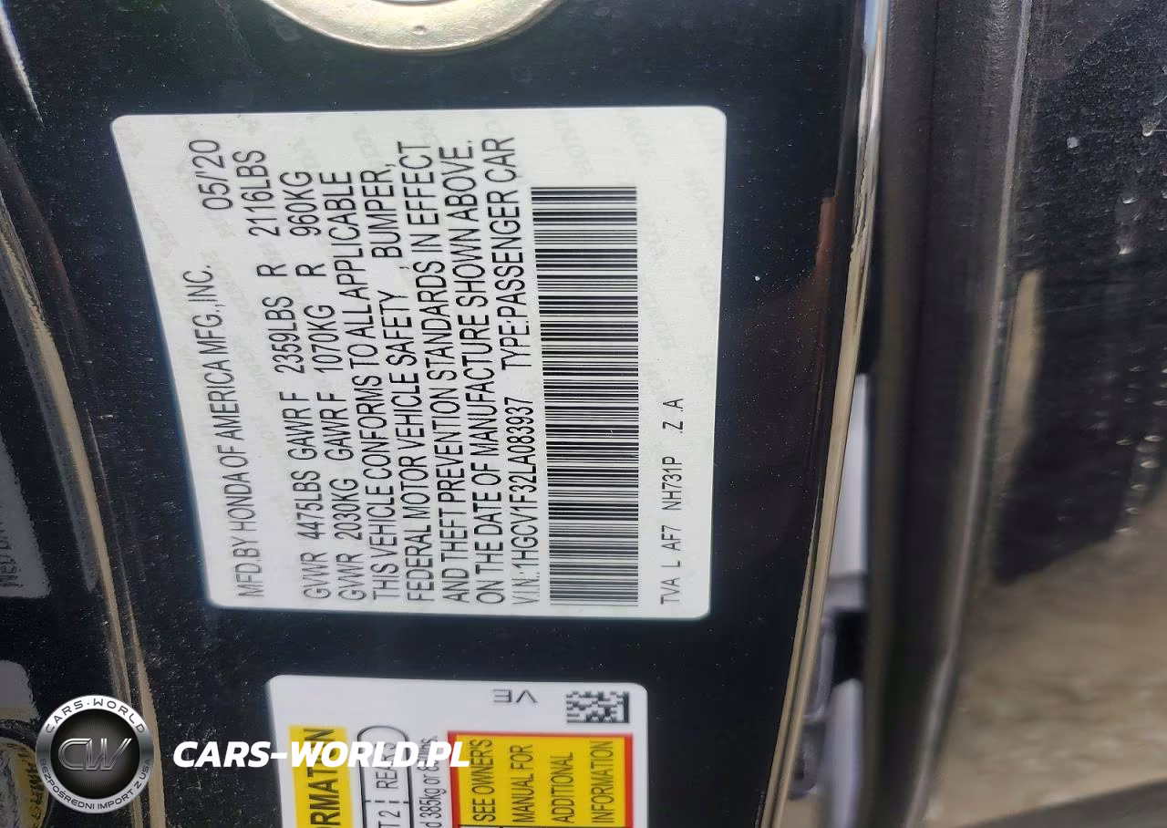 HONDA ACCORD SPO VIN:1HGCV1F32LA083937 - 12
