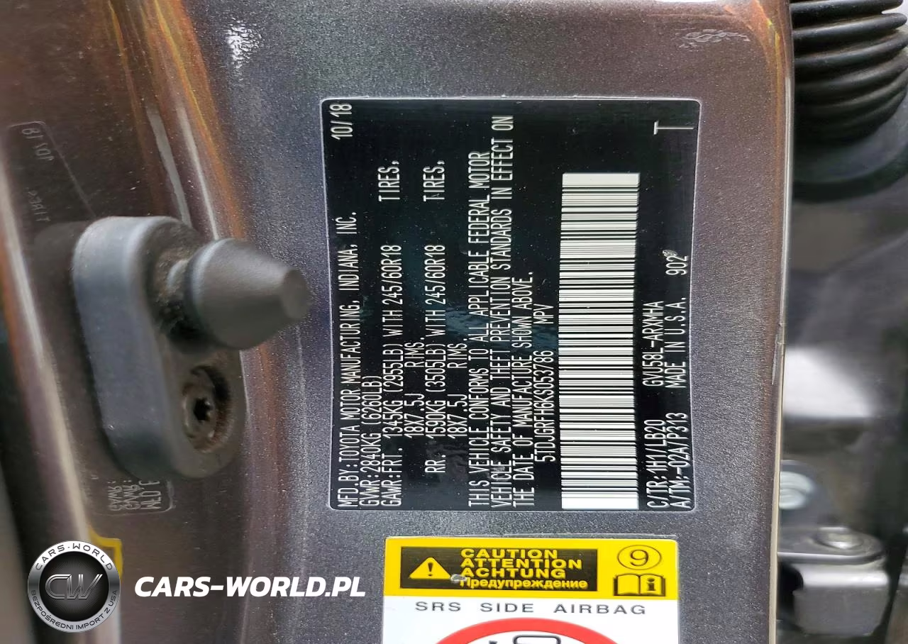 2019 Toyota Highlander Hybrid Xle VIN:5TDJGRFH6KS053786 - 13