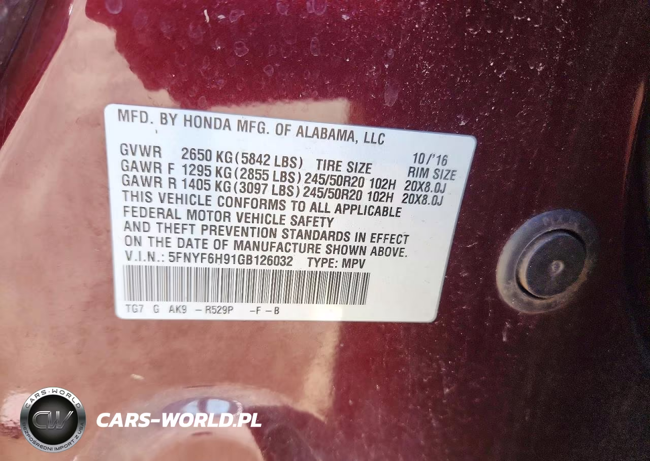 2016 Honda Pilot Touring VIN:5FNYF6H91GB126032 - 14