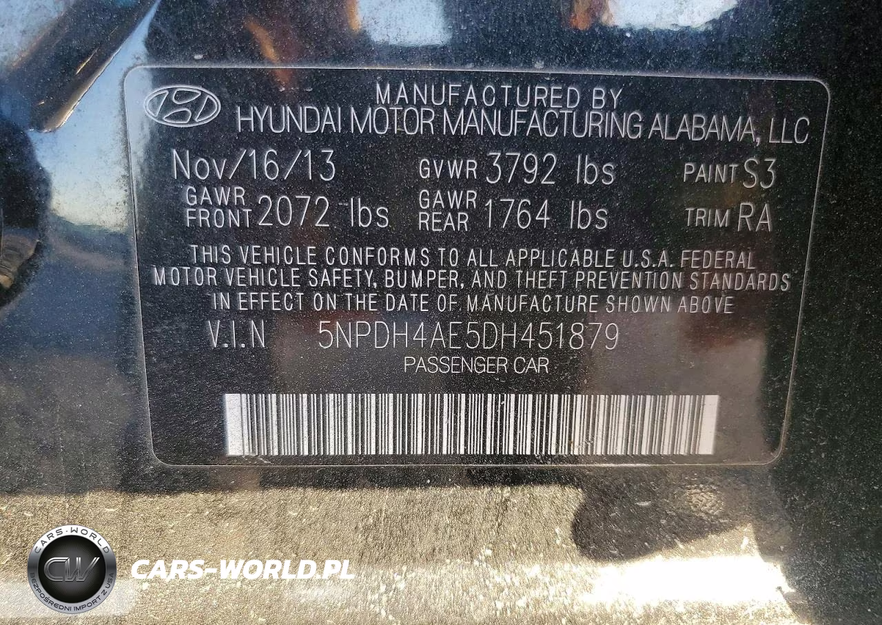 HYUNDAI ELANTRA VIN:5NPDH4AE5DH451879 - 12