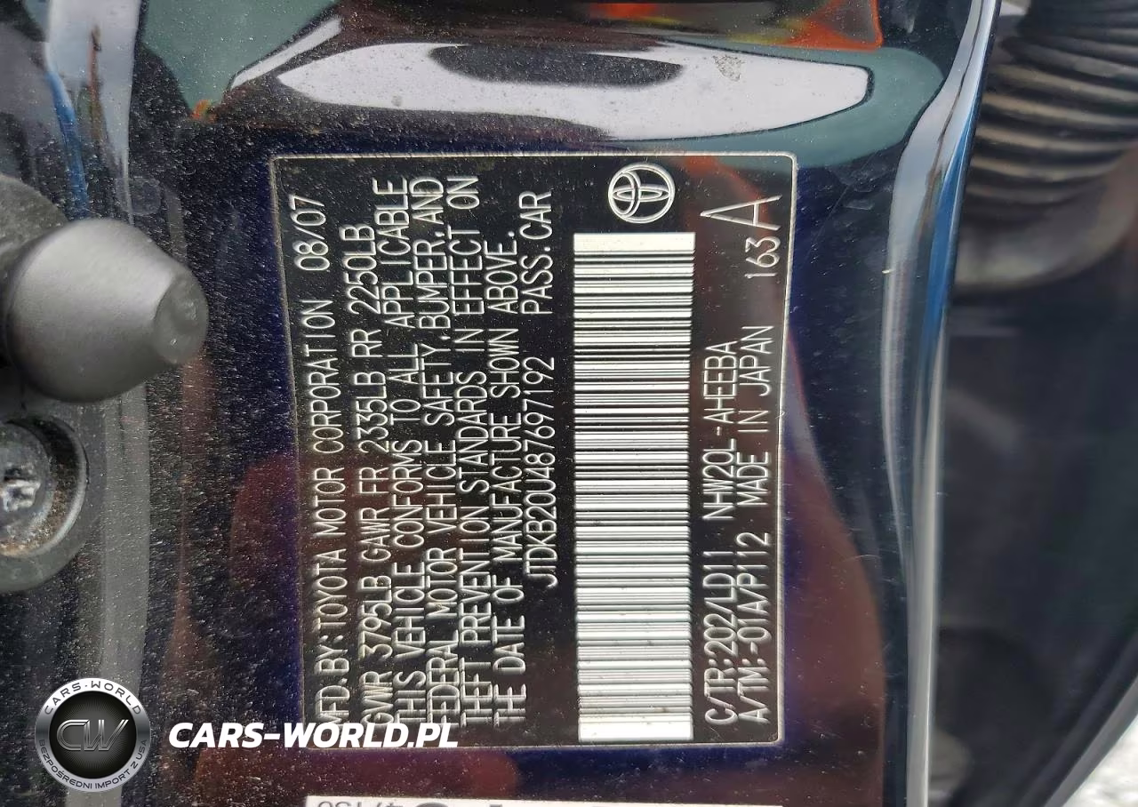2008 Toyota Prius Base VIN:JTDKB20U487697192 - 13