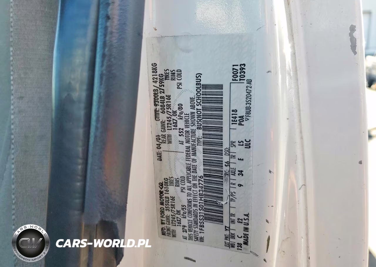 2001 Ford Econoline E350 Super Duty Wagon VIN:1FBSS31S01HB34776 - 13