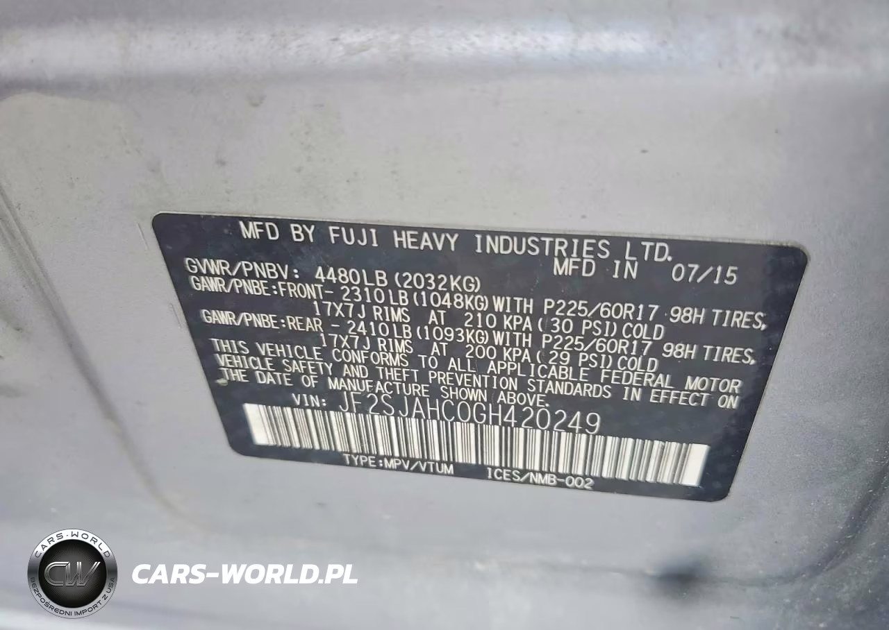 2016 Subaru Forester 2.5I Limited VIN:JF2SJAHC0GH420249 - 14