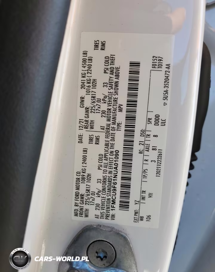 2022 Ford Escape S VIN:1FMCU9F61NUA01090 - 14
