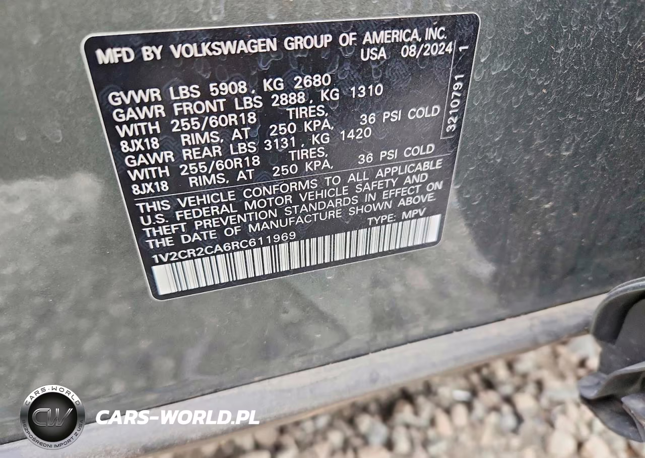 2024 Volkswagen Atlas Peak Edition Se VIN:1V2CR2CA6RC611969 - 12