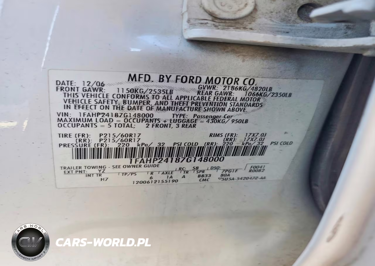 2007 Ford Five Hundred Sel VIN:1FAHP24187G148000 - 12