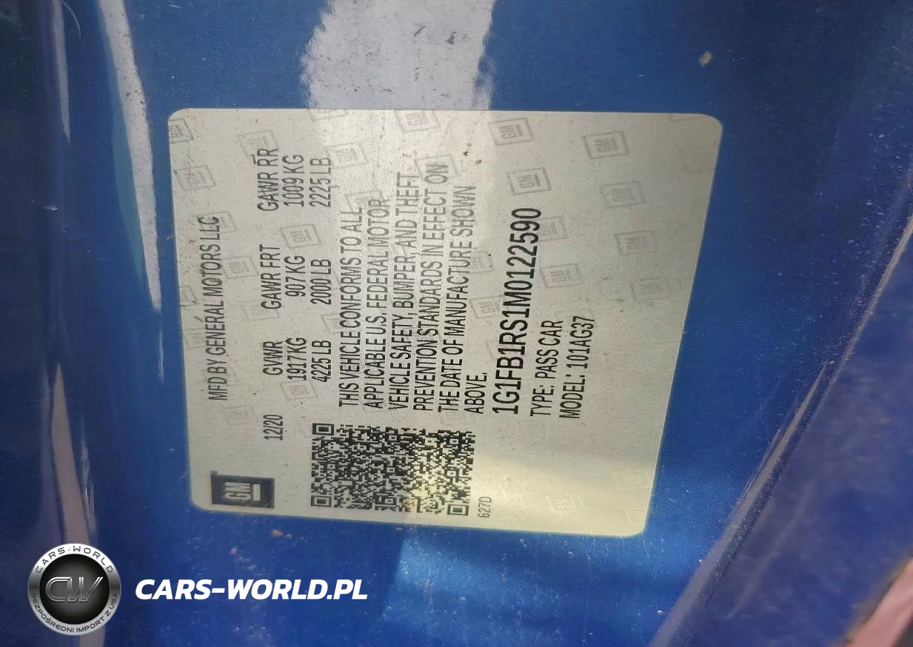 2021 Chevrolet Camaro Ls VIN:1G1FB1RS1M0122590 - 12