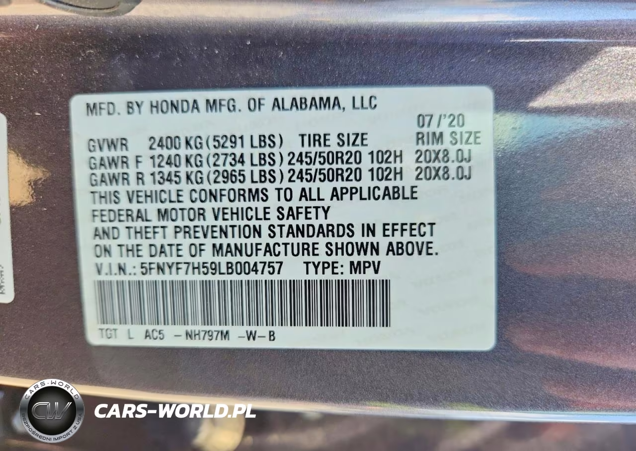 2020 Honda Passport Exl VIN:5FNYF7H59LB004757 - 13