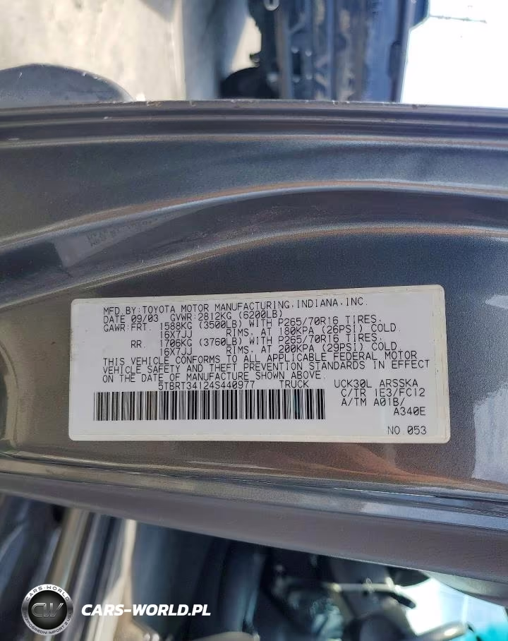 2004 Toyota Tundra Sr5 VIN:5TBRT34124S440977 - 12