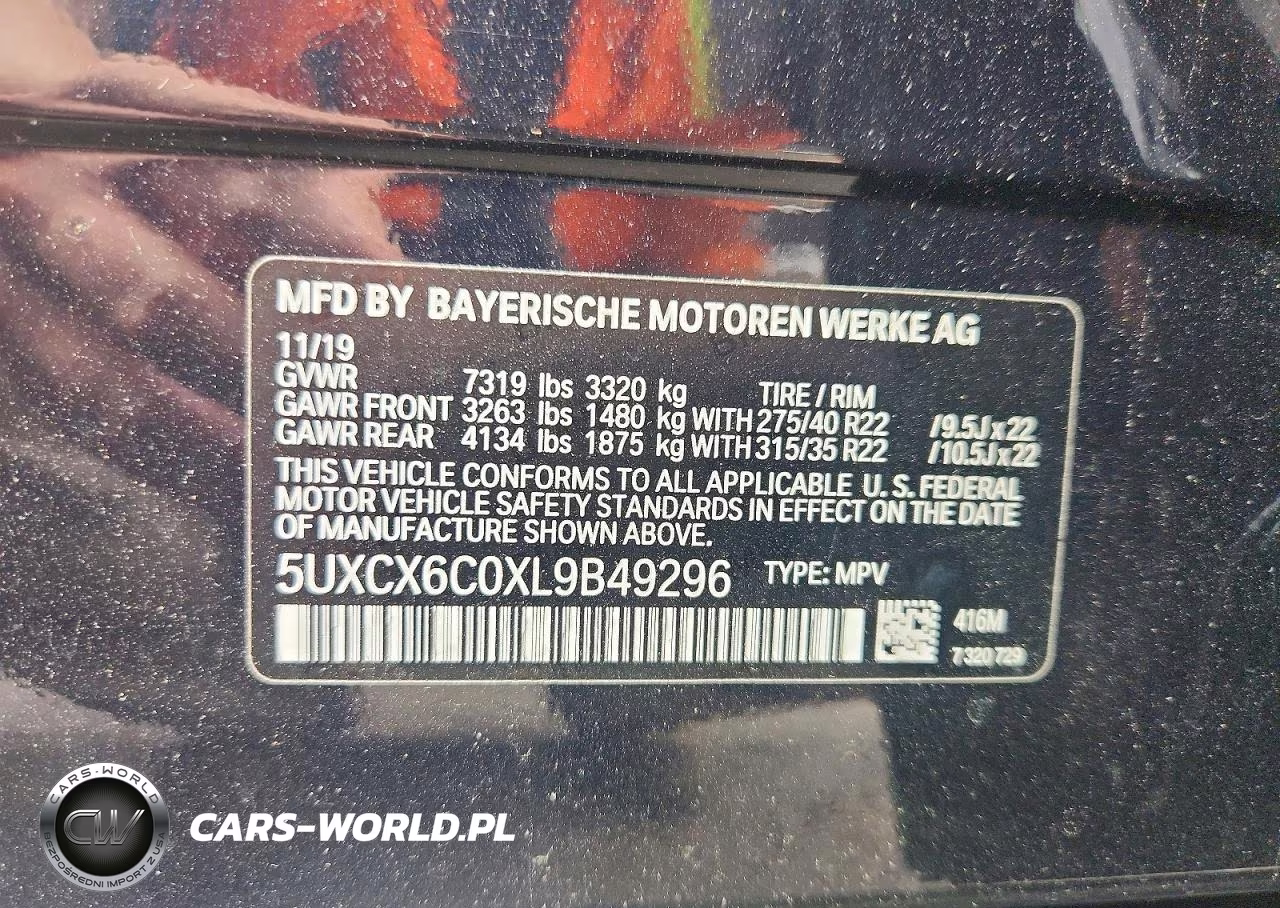 2020 BMW X7 M50I VIN:5UXCX6C0XL9B49296 - 13