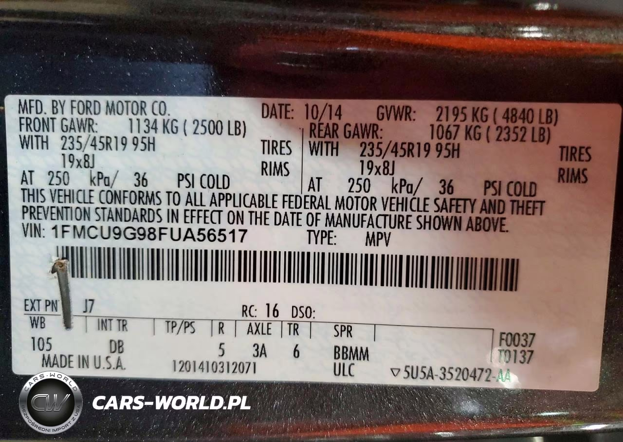 2015 Ford Escape Se VIN:1FMCU9G98FUA56517 - 13