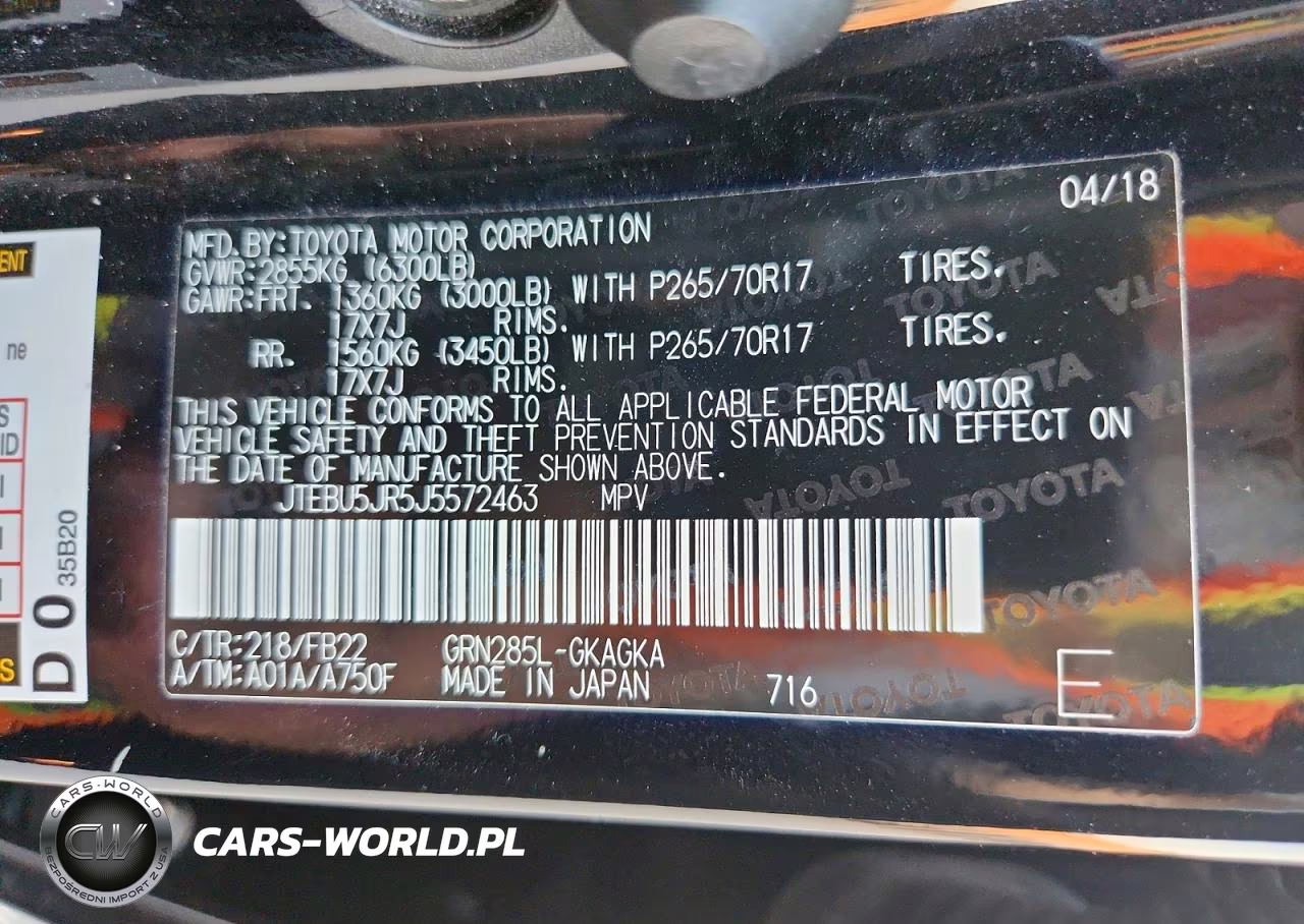 2018 Toyota 4Runner Sr5 VIN:JTEBU5JR5J5572463 - 13