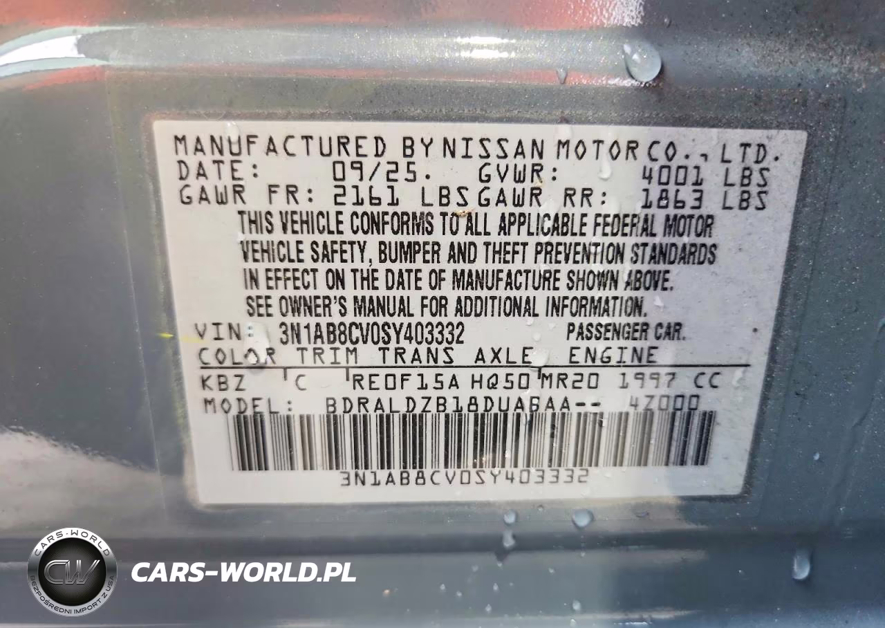 2025 Nissan Sentra Sv VIN:3N1AB8CV0SY403332 - 12