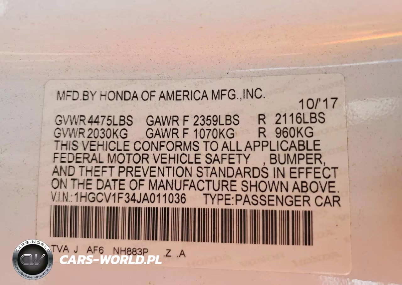 2018 Honda Accord Sport VIN:1HGCV1F34JA011036 - 12