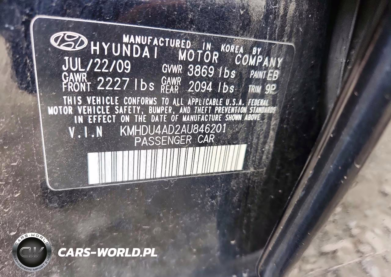 2010 Hyundai Elantra Se VIN:KMHDU4AD2AU846201 - 12