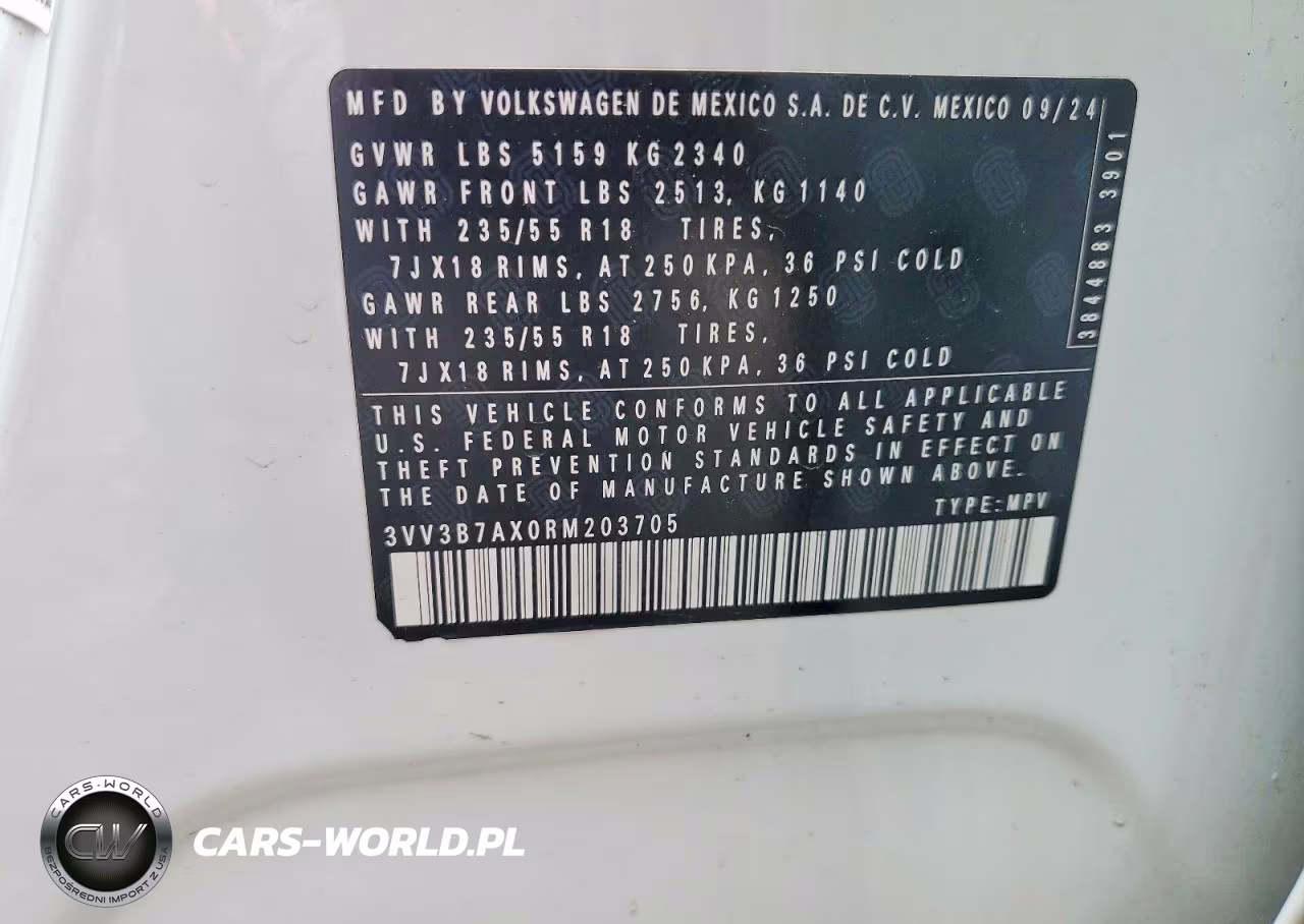 2024 Volkswagen Tiguan Se VIN:3VV3B7AX0RM203705 - 13