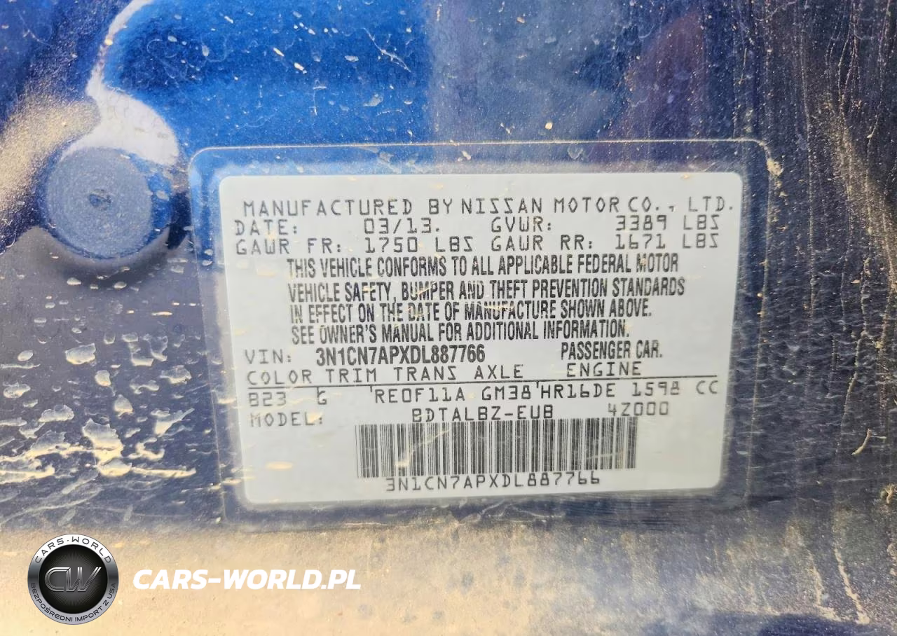 2013 Nissan Versa 1.6 S VIN:3N1CN7APXDL887766 - 12