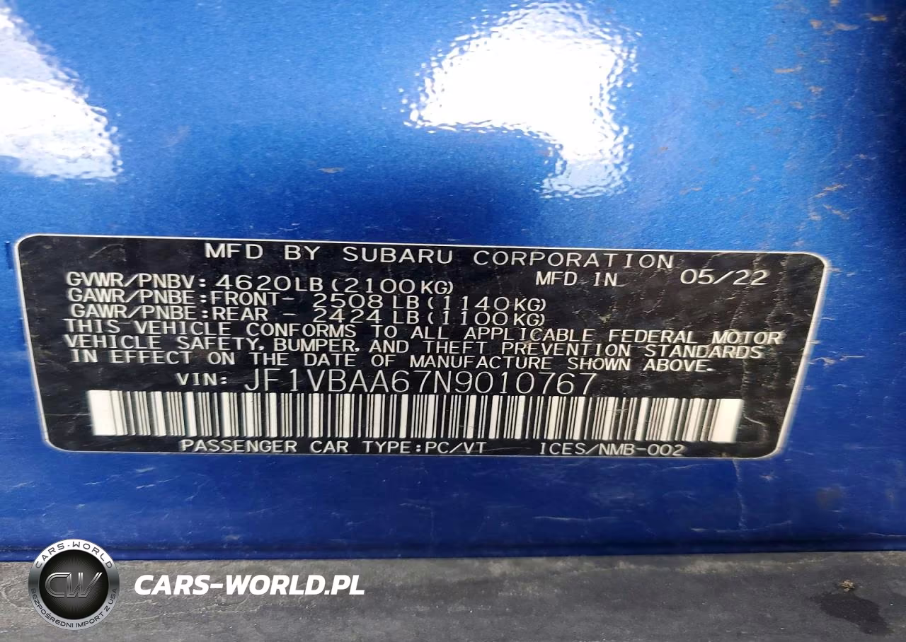 2022 Subaru Wrx VIN:JF1VBAA67N9010767 - 12