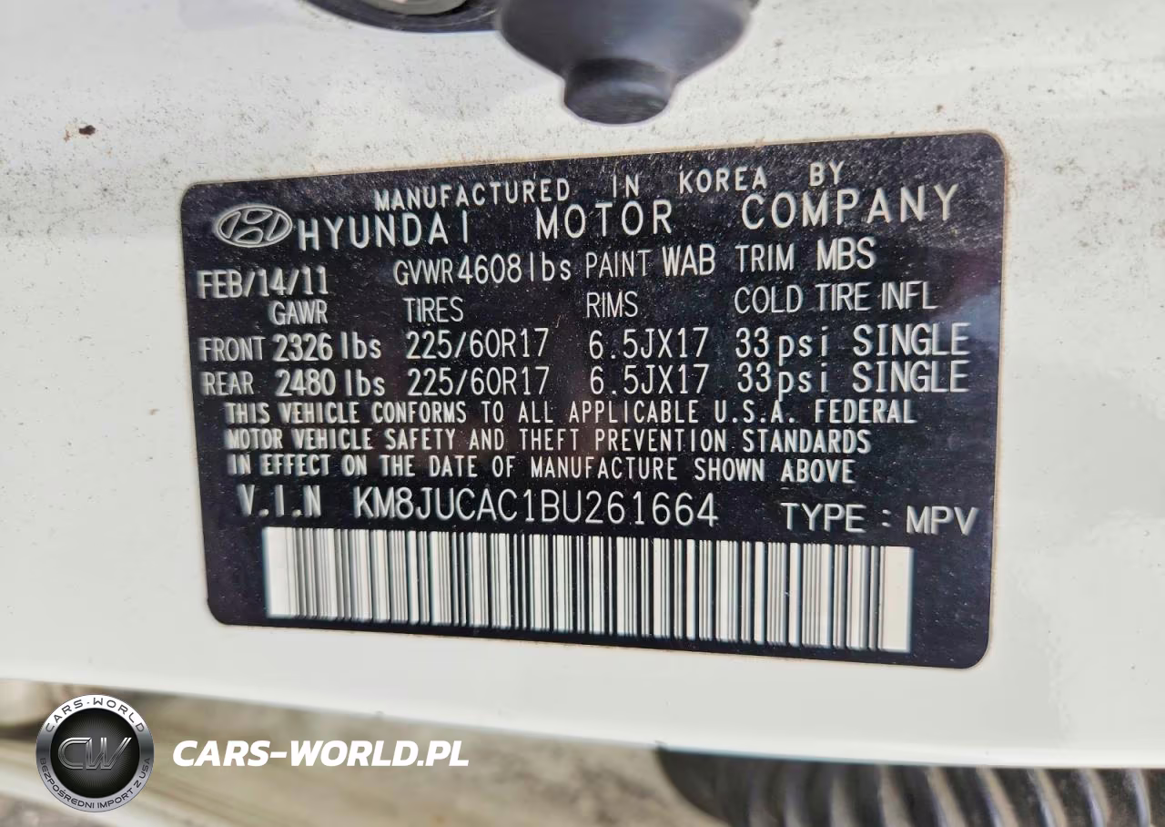 2011 Hyundai Tucson Gls VIN:KM8JUCAC1BU261664 - 13